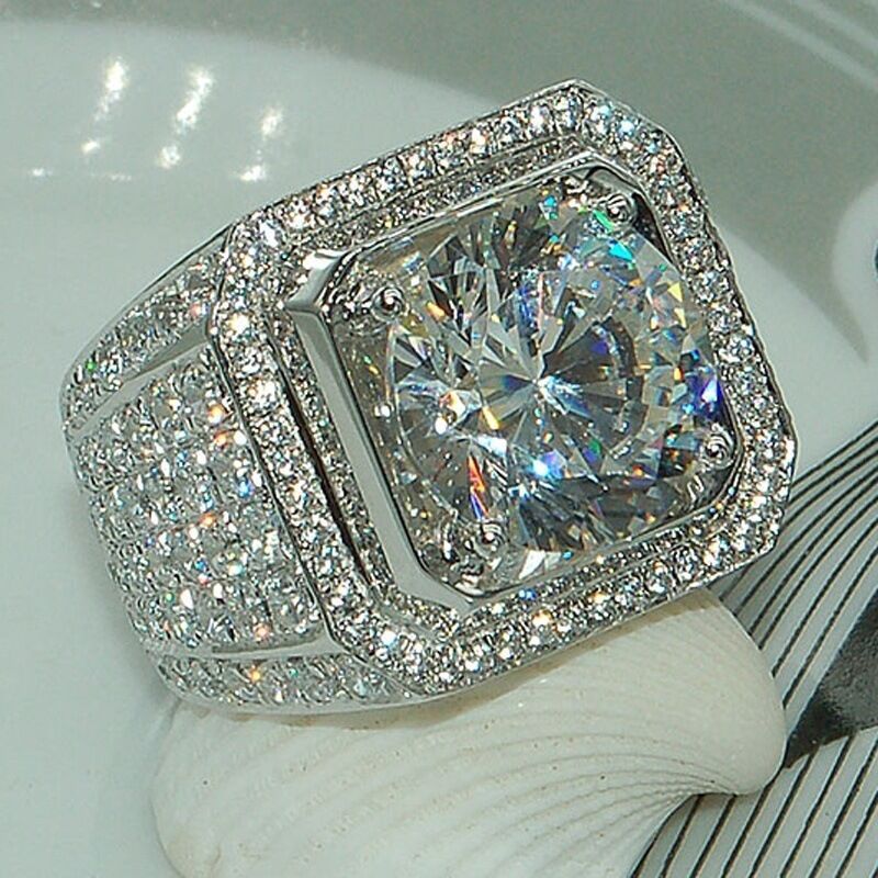 Explosive square diamond set delicate wedding men's diamond ring popular all diamond set ring gift jewelry