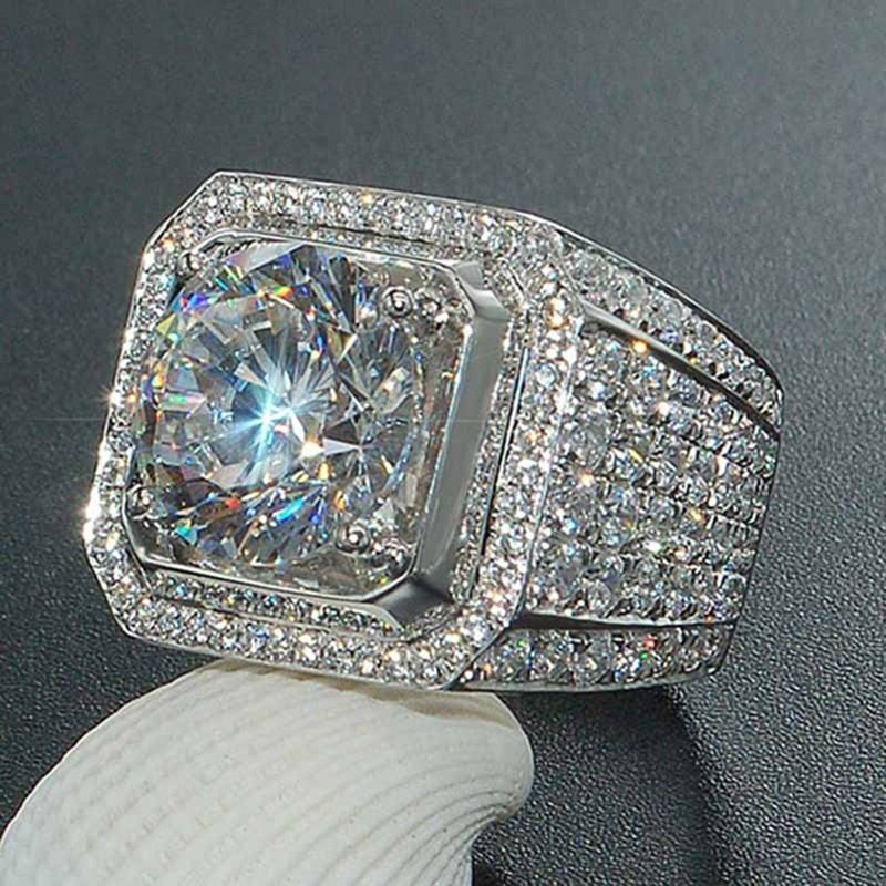 Explosive square diamond set delicate wedding men's diamond ring popular all diamond set ring gift jewelry