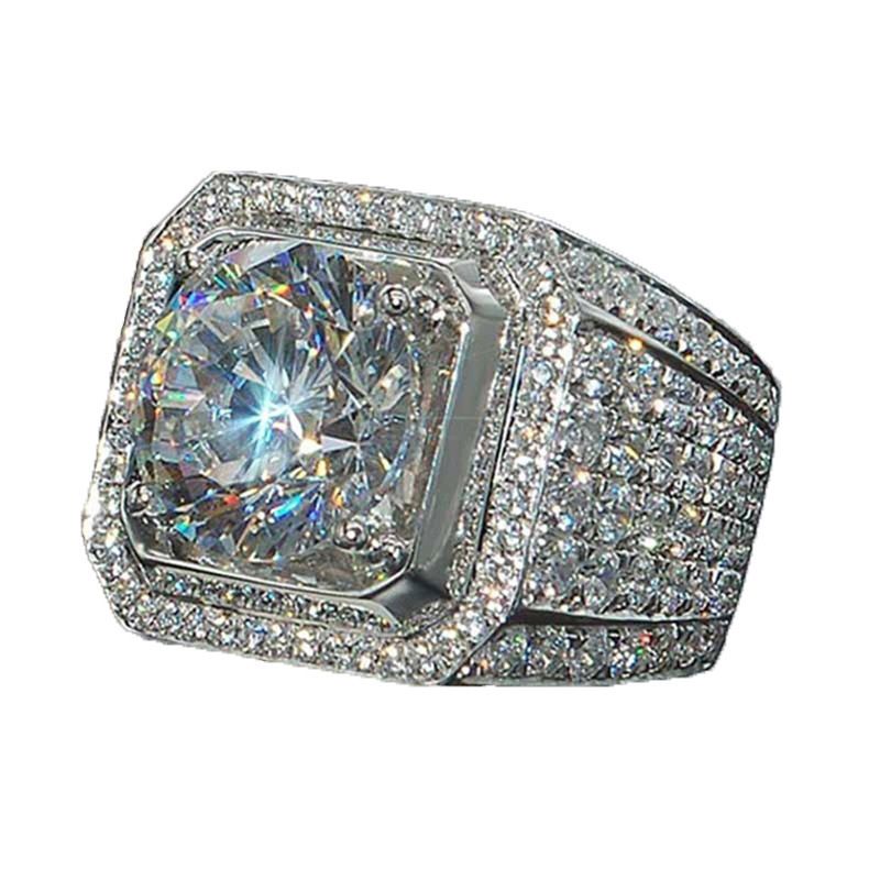 Explosive square diamond set delicate wedding men's diamond ring popular all diamond set ring gift jewelry