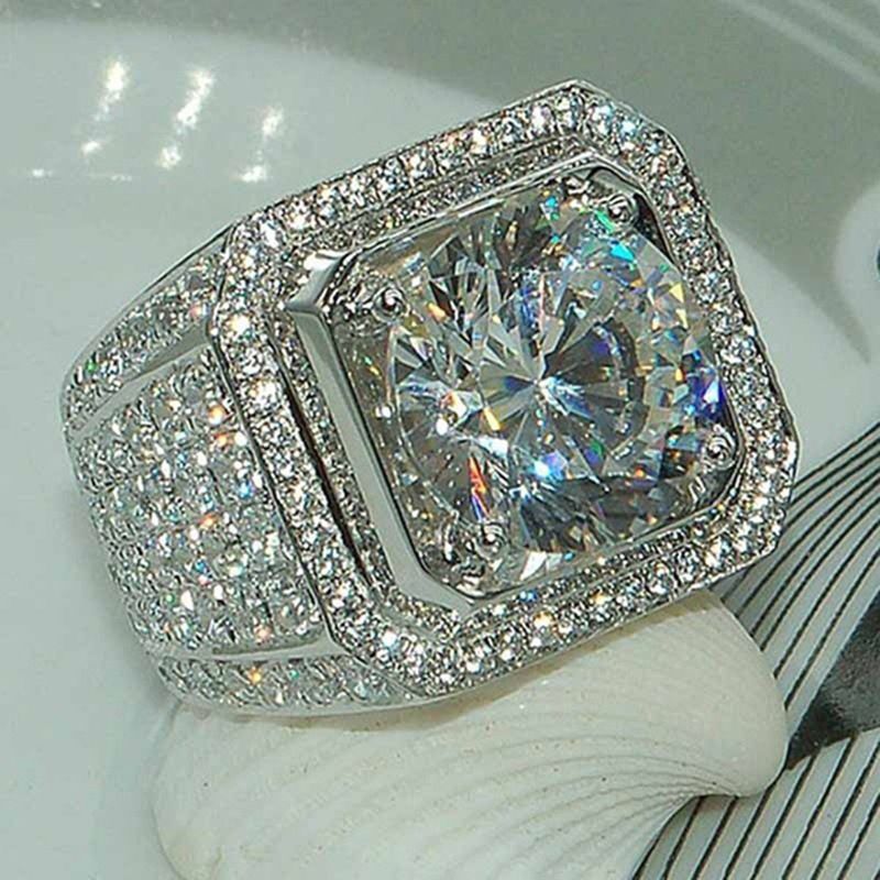 Explosive square diamond set delicate wedding men's diamond ring popular all diamond set ring gift jewelry