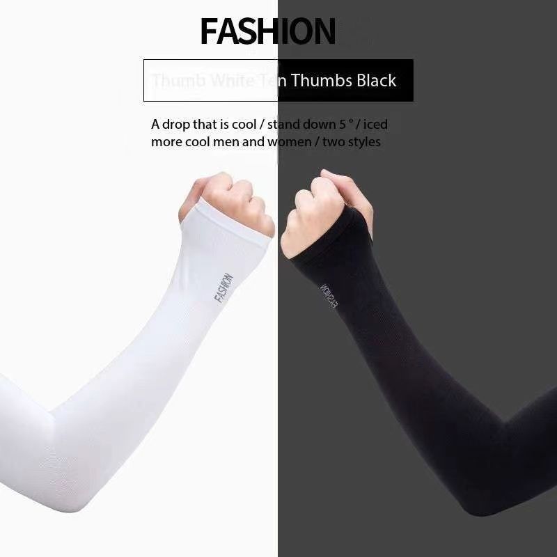 Long sleeve UV protective gloves Women's long ice silk sleeve men's driving arm sleeve half finger fingerless outdoor warm gloves