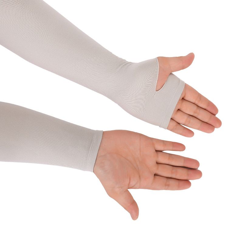 Long sleeve UV protective gloves Women's long ice silk sleeve men's driving arm sleeve half finger fingerless outdoor warm gloves