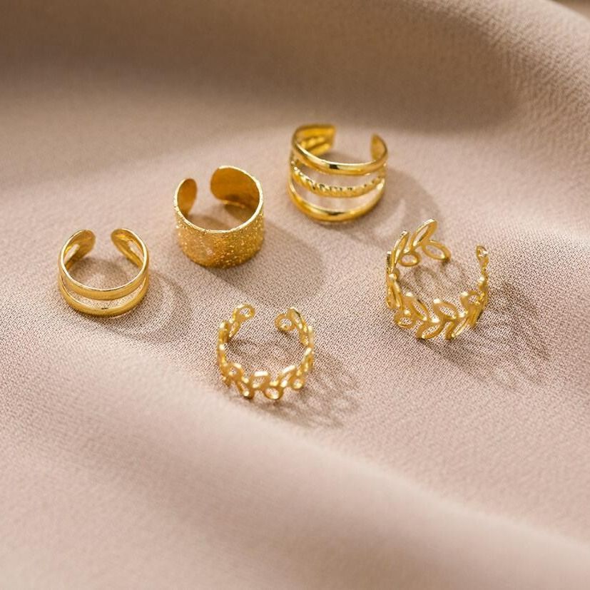 LATS Silver Color Leaves Clip Earrings for Women Men Creative Simple C Ear Cuff Non-Piercing Ear Ear Clip Set Trend Jewelry Gift