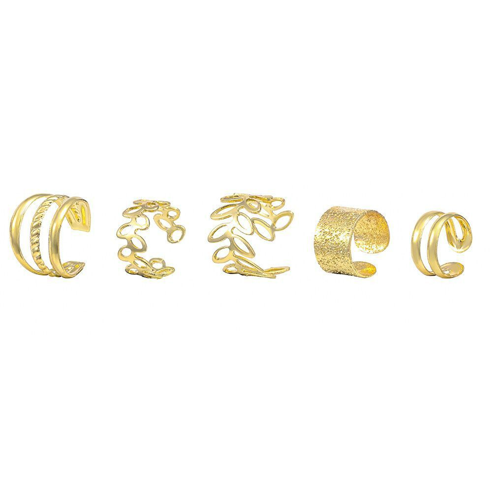 LATS Silver Color Leaves Clip Earrings for Women Men Creative Simple C Ear Cuff Non-Piercing Ear Ear Clip Set Trend Jewelry Gift