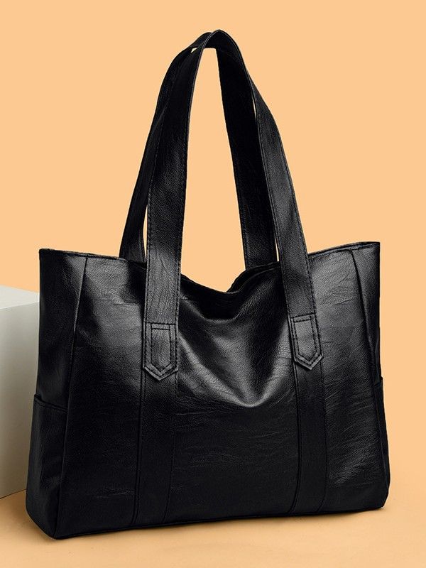 New fashion simple handbag hot selling retro large capacity solid color Tote bag casual shoulder bag