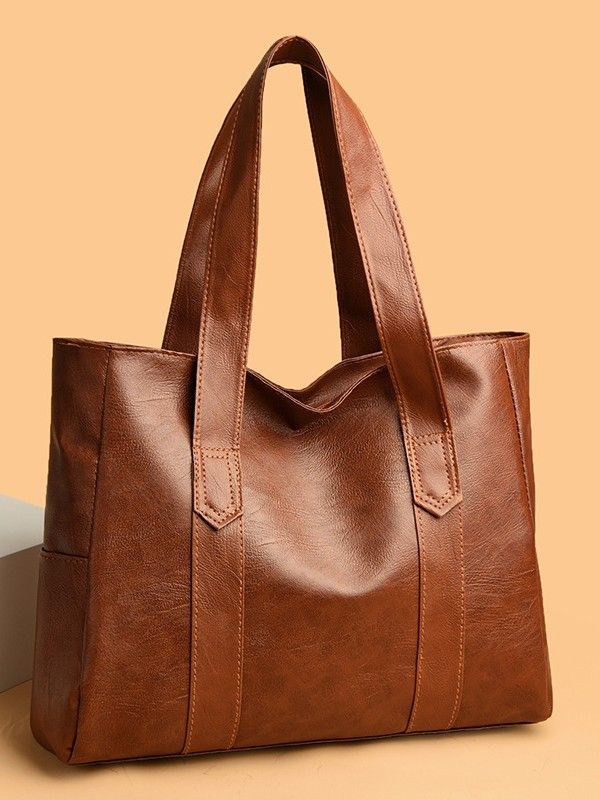 New fashion simple handbag hot selling retro large capacity solid color Tote bag casual shoulder bag