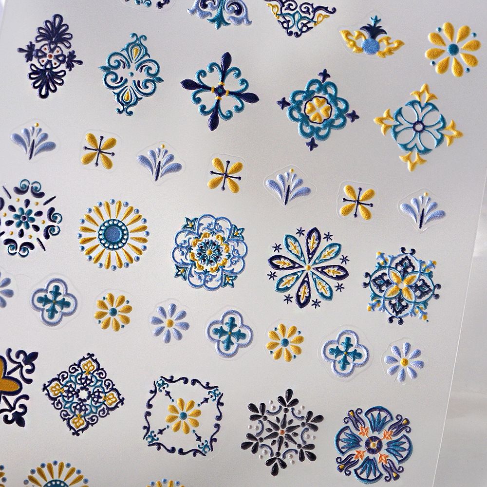 High quality waterproof seamless new craft three-dimensional nail sticker embossed back glue nail paste 5D nail accessories Bohemian style view 3
