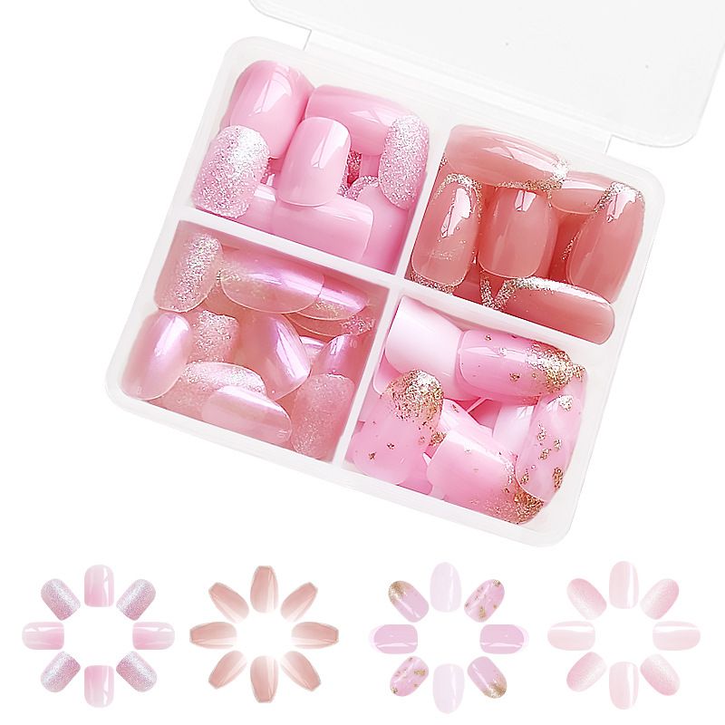 96 pieces 24 x 4 Fashion Wear nail art Finish Gradient French glitter Nail Art sticker combination Women's reusable fake nail sticker set