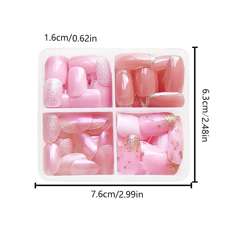 96 pieces 24 x 4 Fashion Wear nail art Finish Gradient French glitter Nail Art sticker combination Women's reusable fake nail sticker set