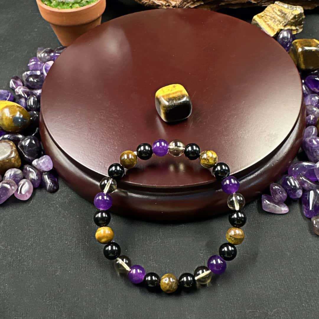 temu Xiyin TK Explosive bracelet Tiger Eye Stone Tea Crystal Amethyst obsidian fashion bracelet gift for men and women