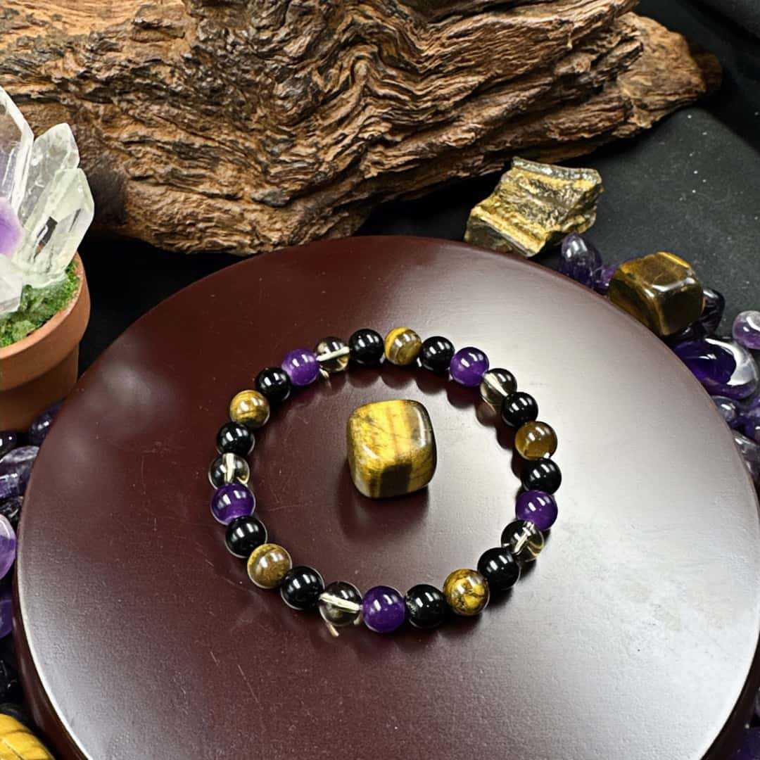 temu Xiyin TK Explosive bracelet Tiger Eye Stone Tea Crystal Amethyst obsidian fashion bracelet gift for men and women