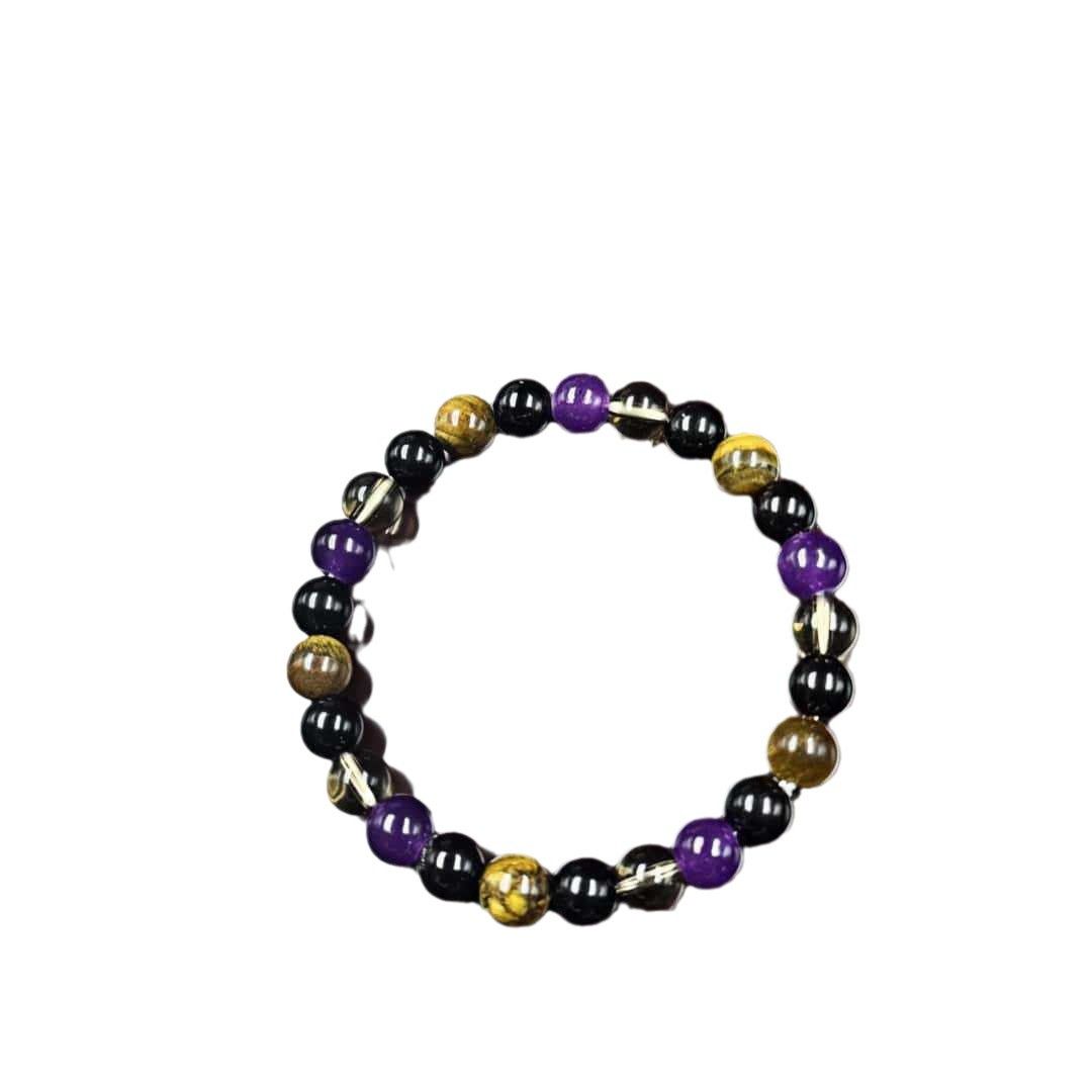 temu Xiyin TK Explosive bracelet Tiger Eye Stone Tea Crystal Amethyst obsidian fashion bracelet gift for men and women