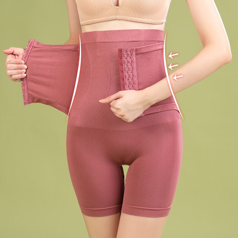 Seamless high-waisted tummy tuck pants Splicing breasted pants Steel bone anti-curling honeycomb body tuck boxers safety pants for women