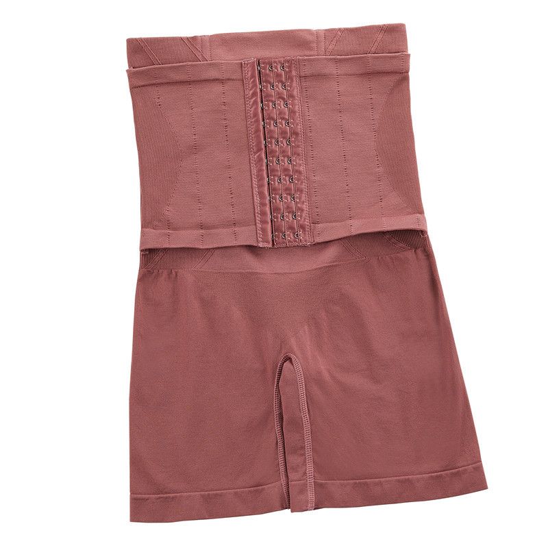 Seamless high-waisted tummy tuck pants Splicing breasted pants Steel bone anti-curling honeycomb body tuck boxers safety pants for women