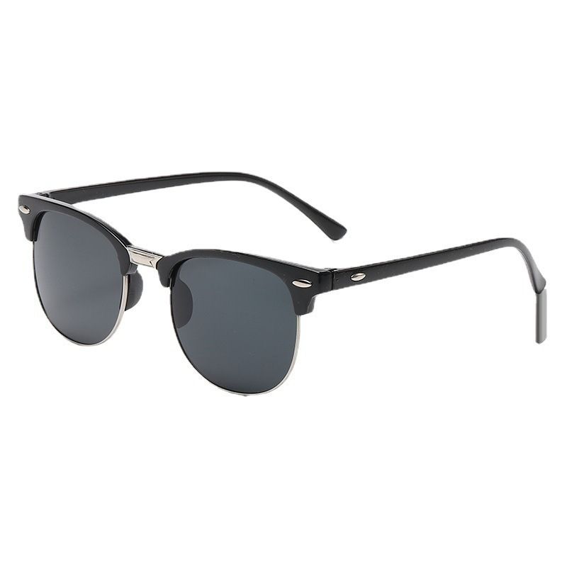 Retro rice nail pc half frame sunglasses Plain sunglasses Women's fashion glasses frame color film plain glasses anti-blue glasses