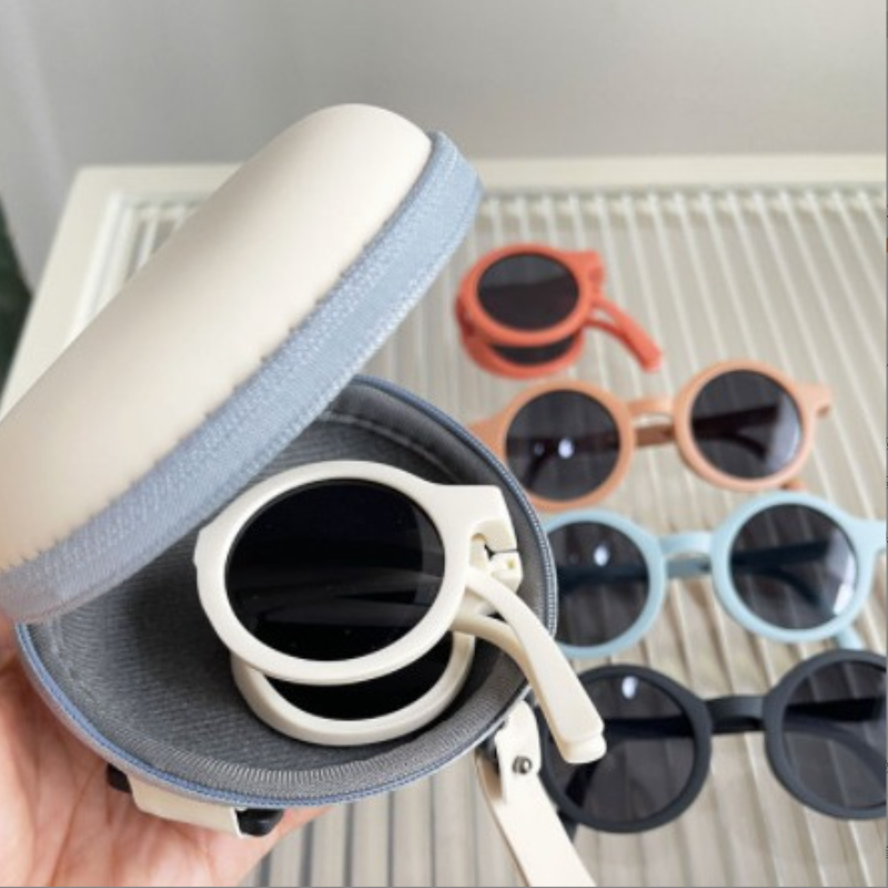 Foldable Kids sunglasses New frosted fashion sunglasses for babies personality round frame girls sunglasses trend