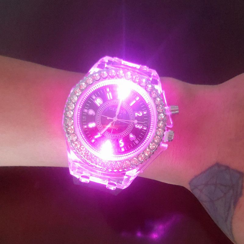 Student transparent electronic watch men and women neutral trend quartz luminous sports watch Geneva silicone watch