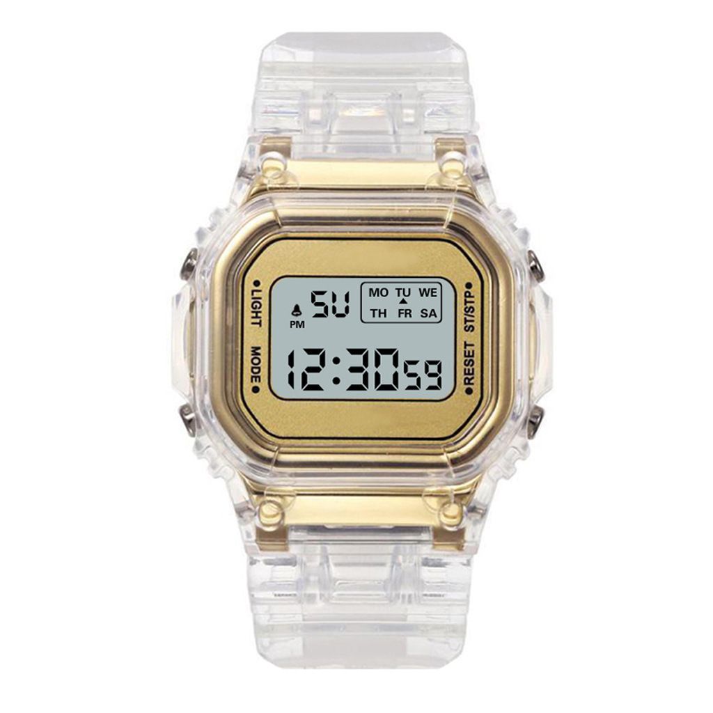 LED electronic watch Boys girls students sports outdoor watch digital multi-functional waterproof Matcha green small box table