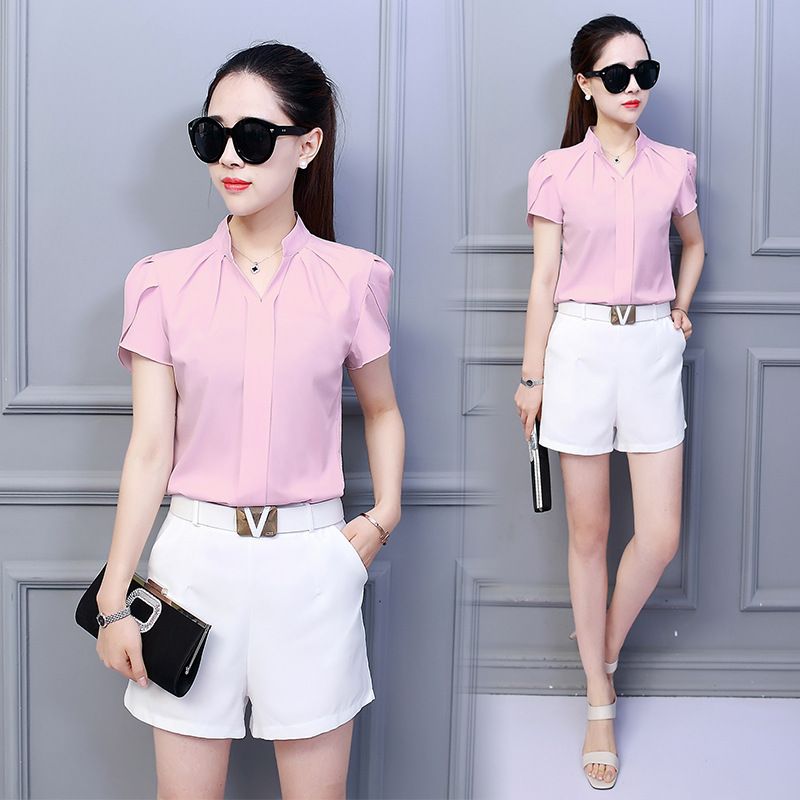 Spring and summer new female Hanfan shirt fashion slim large size short sleeve white lotus sleeve snow ladies spinning shirt