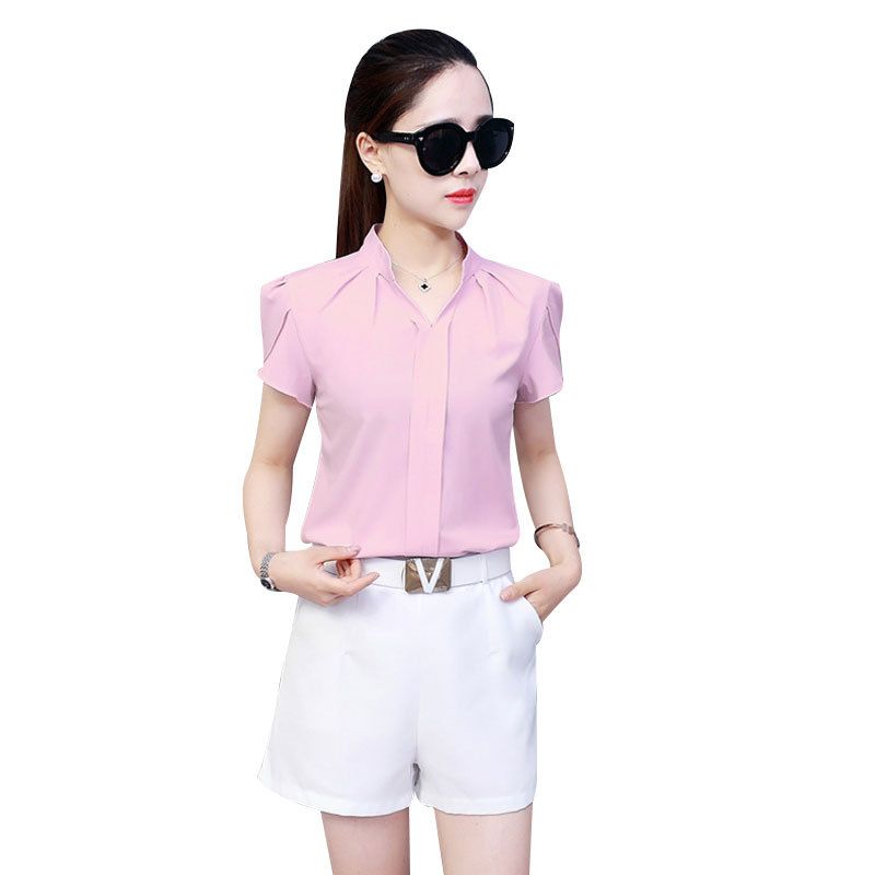 Spring and summer new female Hanfan shirt fashion slim large size short sleeve white lotus sleeve snow ladies spinning shirt