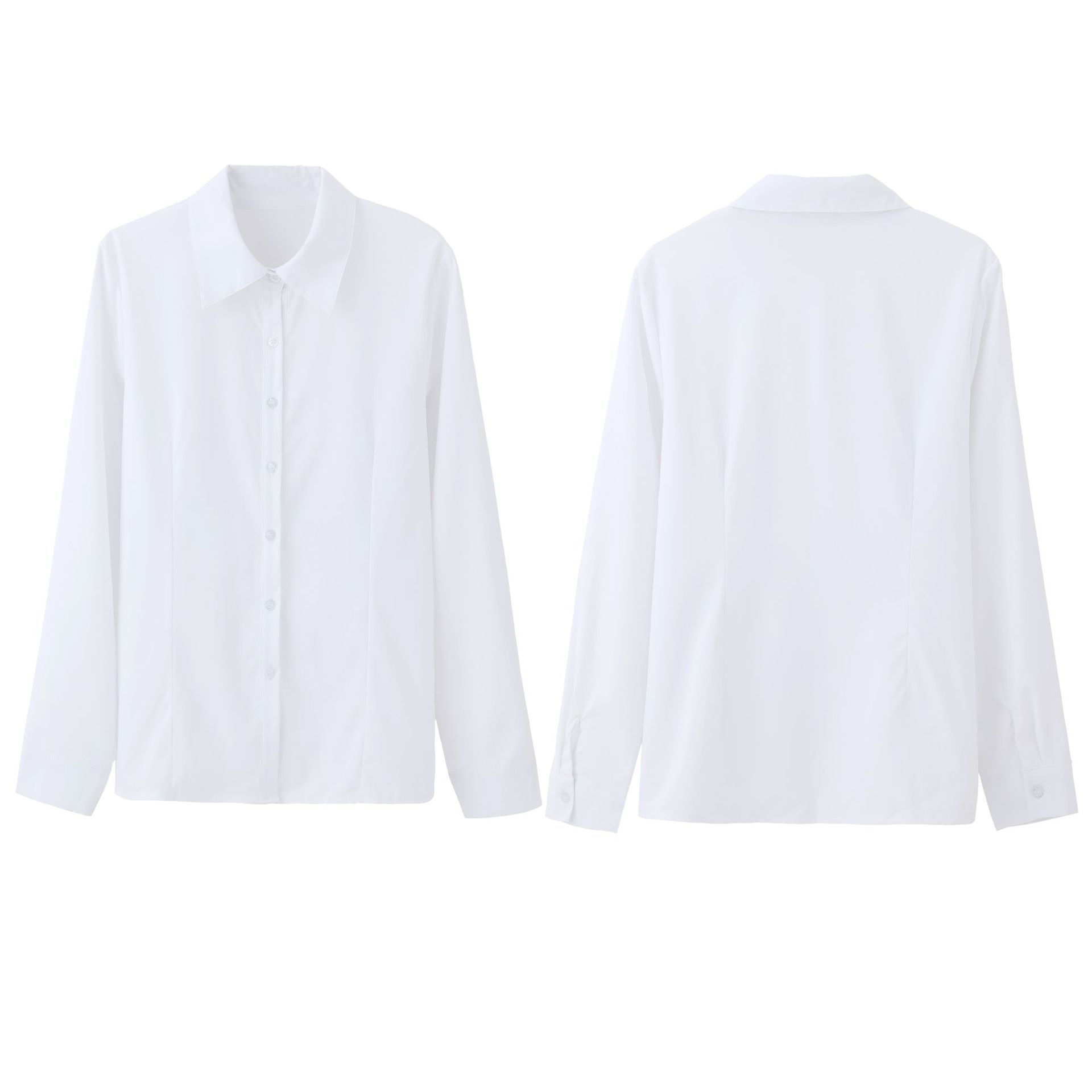 New large size women's fashion casual long-sleeved white cardigan button-down shirt blouse