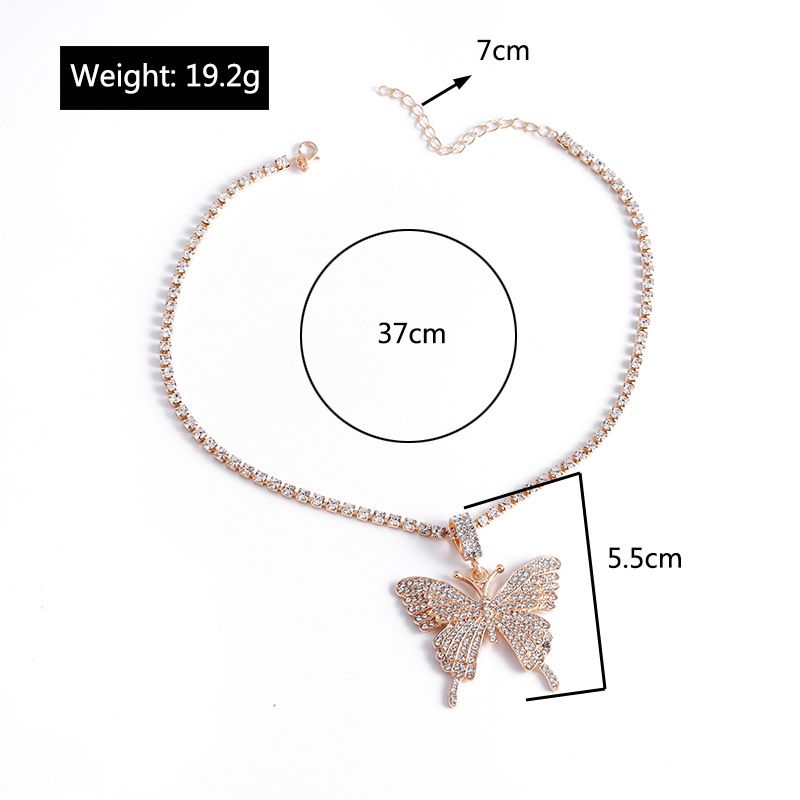 Women's Necklace Ladies' temperament Crystal Ice Ice Diamond Butterfly pendant Necklace Clavicle Clavicle Chain Punk Hip Hop Black Gold Jewelry Luxury Fashion accessories Christmas Birthday Gift