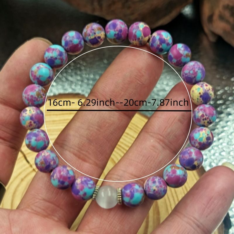 TEMU8m natural stone bracelet Imperial pine grain moonstone Energy stone Yoga elastic bracelet