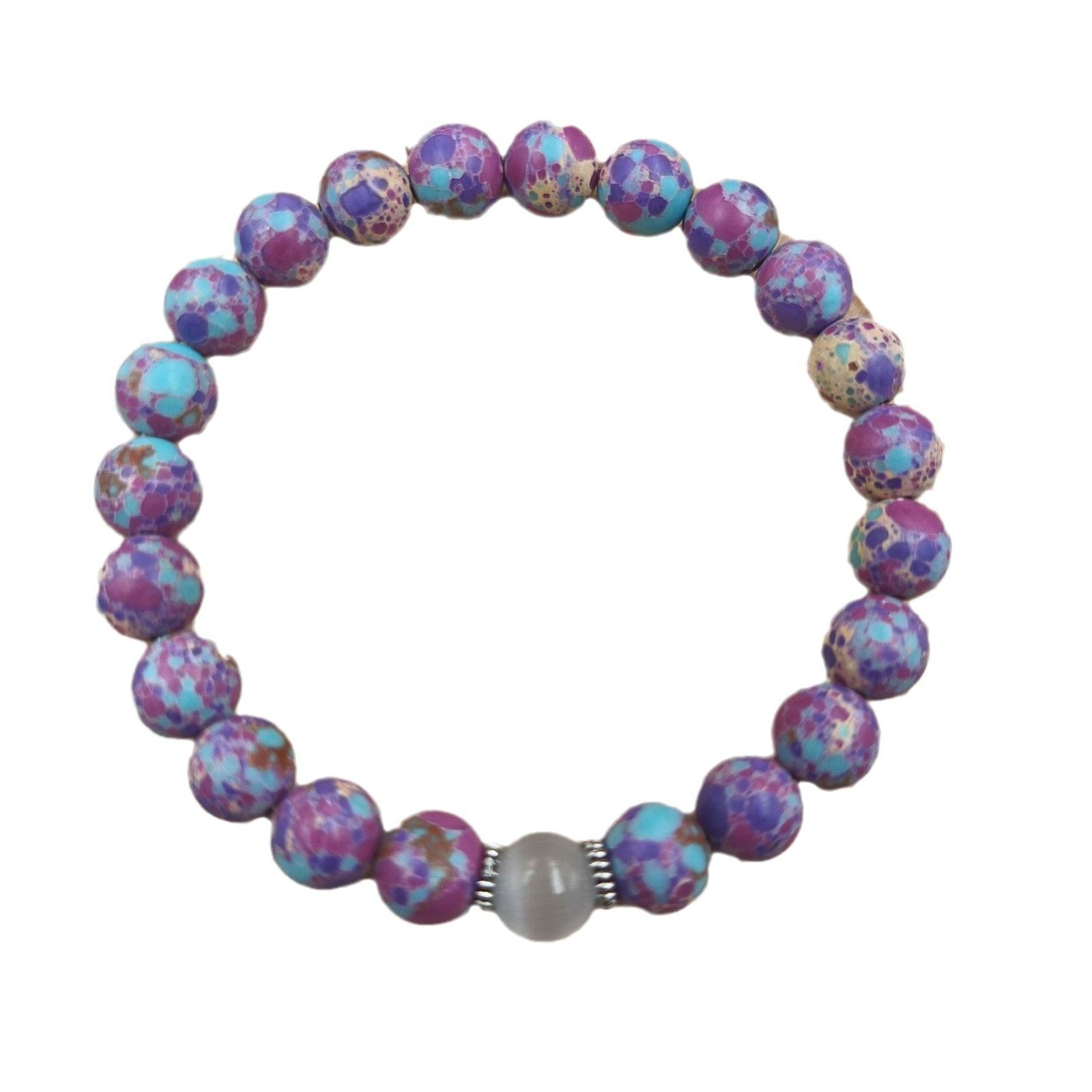 TEMU8m natural stone bracelet Imperial pine grain moonstone Energy stone Yoga elastic bracelet