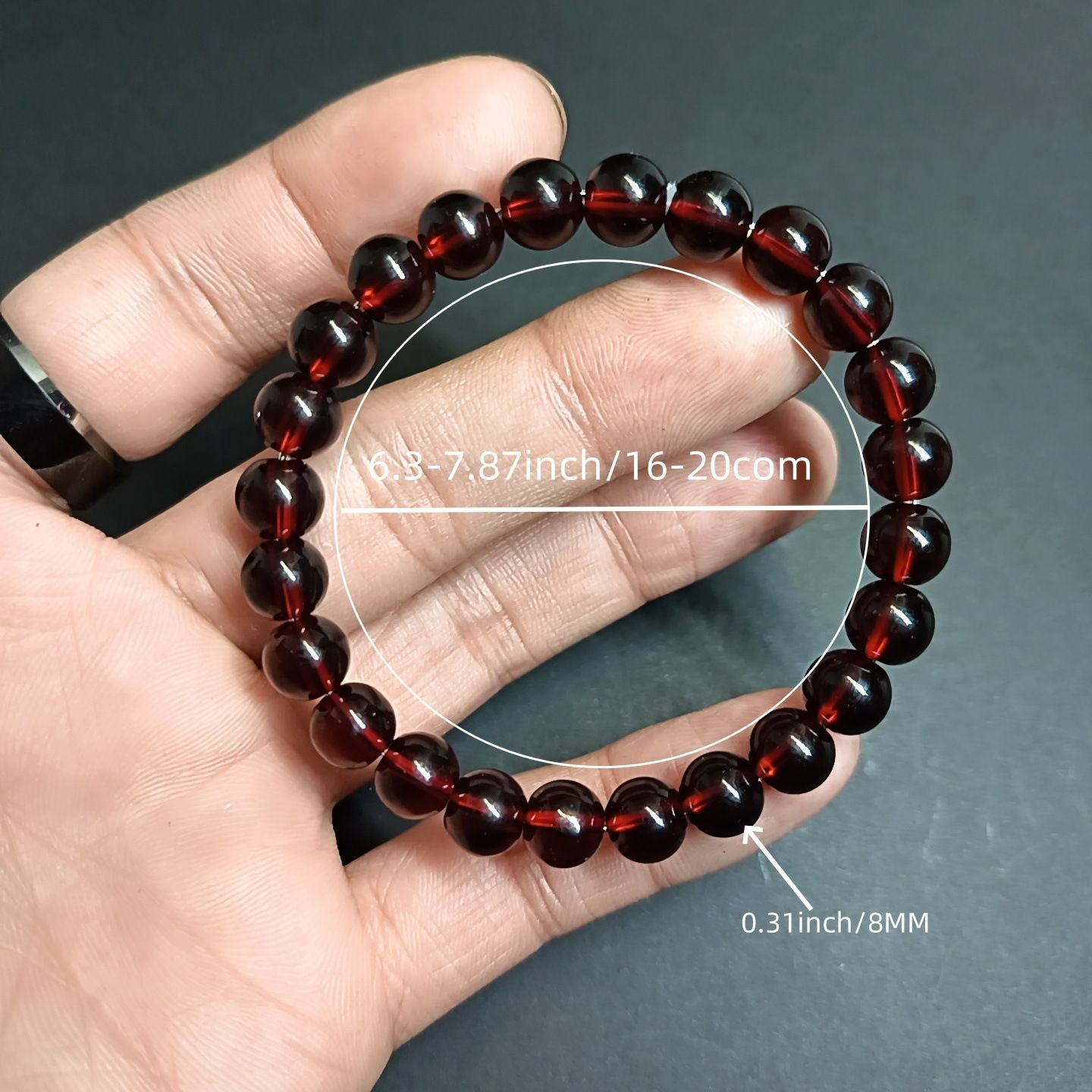temu TK Explosive bracelet Pomegranate Red Tiger Eye Stone beaded bracelet for men and women