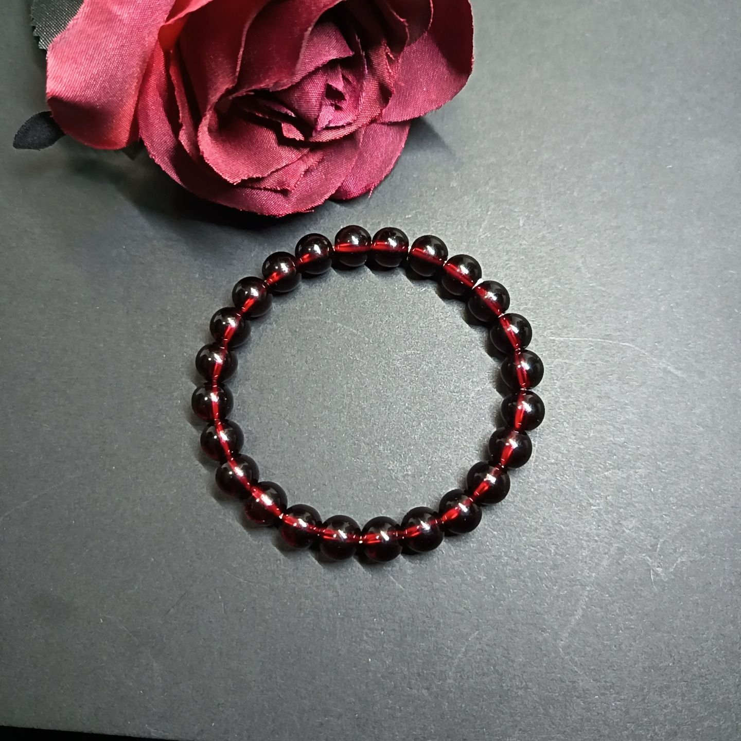 temu TK Explosive bracelet Pomegranate Red Tiger Eye Stone beaded bracelet for men and women