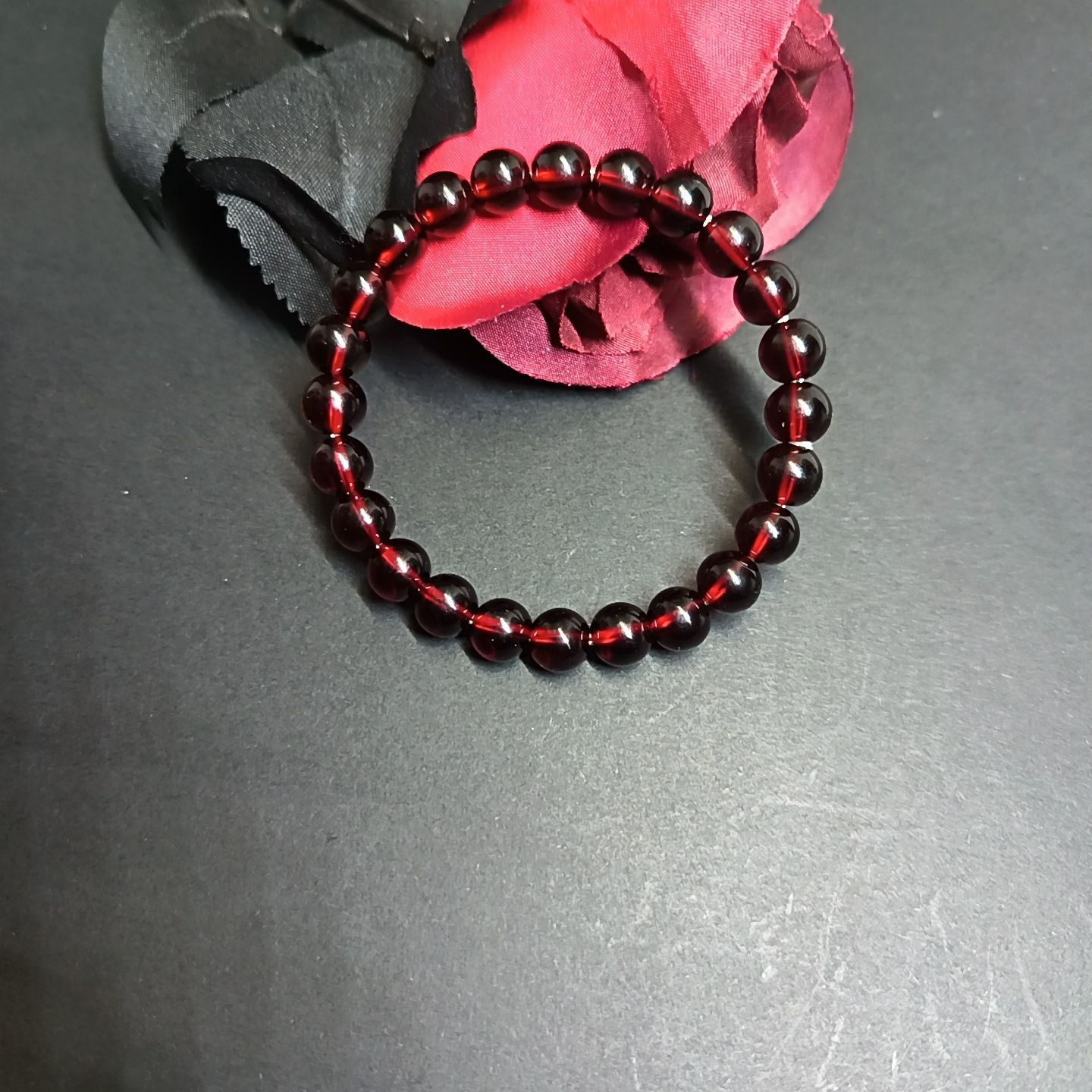 temu TK Explosive bracelet Pomegranate Red Tiger Eye Stone beaded bracelet for men and women