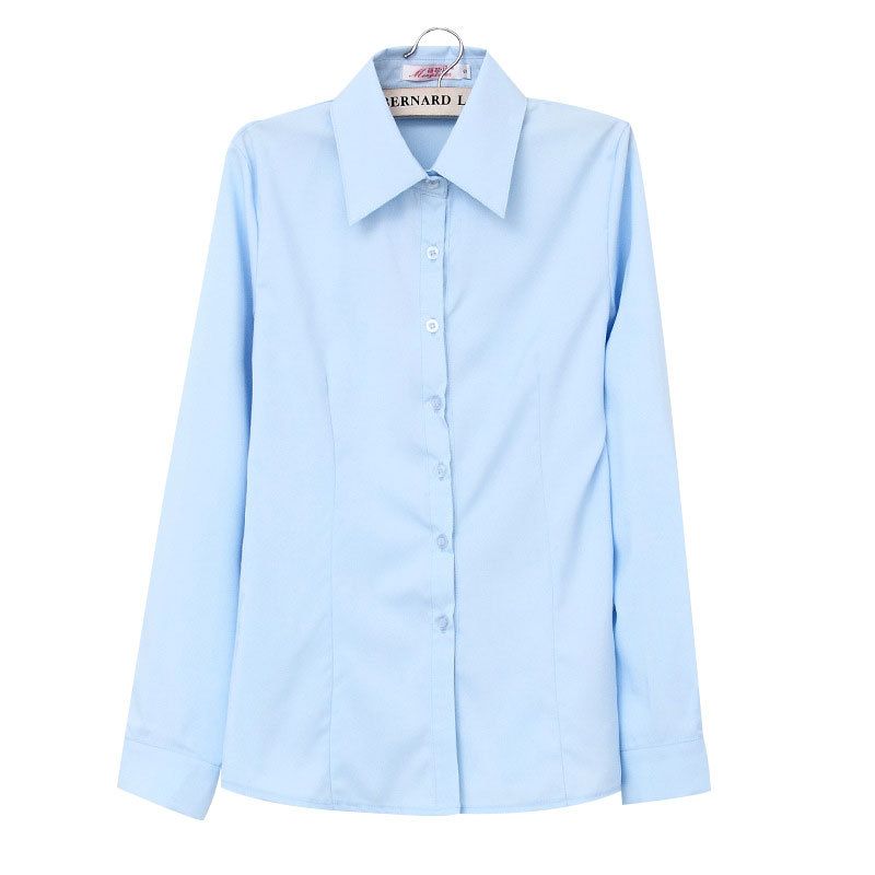 2025 spring new solid color women's shirt Korean version slim women's blouse long sleeve single breasted women's shirt