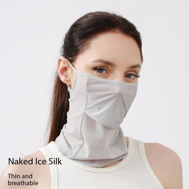 Summer ice silk mask, women's breathable sun protection mask, thin quick-drying, outdoor sports and fitness mask, men's fishing and cycling mask