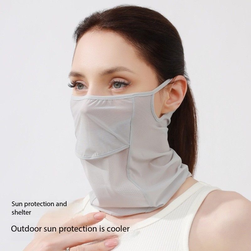 Summer ice silk mask, women's breathable sun protection mask, thin quick-drying, outdoor sports and fitness mask, men's fishing and cycling mask