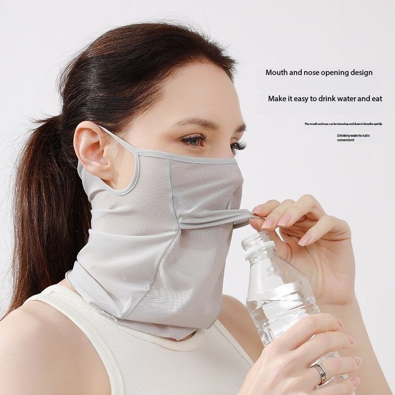 Summer ice silk mask, women's breathable sun protection mask, thin quick-drying, outdoor sports and fitness mask, men's fishing and cycling mask
