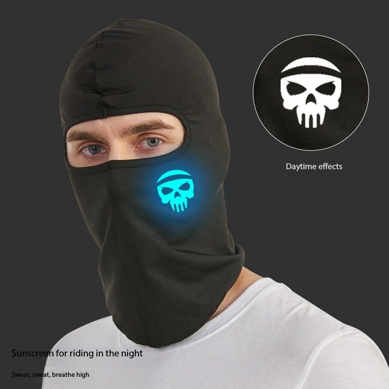 Outdoor luminous head cover, sun protection ice silk motorcycle head cover, men's and women's bicycle neck cover, breathable sports cycling mask
