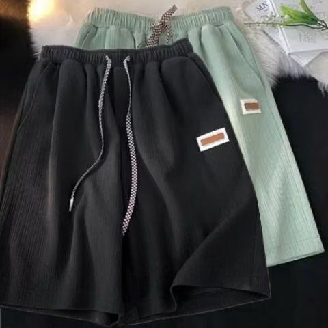 Summer ice silk shorts, men's loose salt style, new men's casual wide-leg mid-length pants, Instagram trend straight five-inch pants