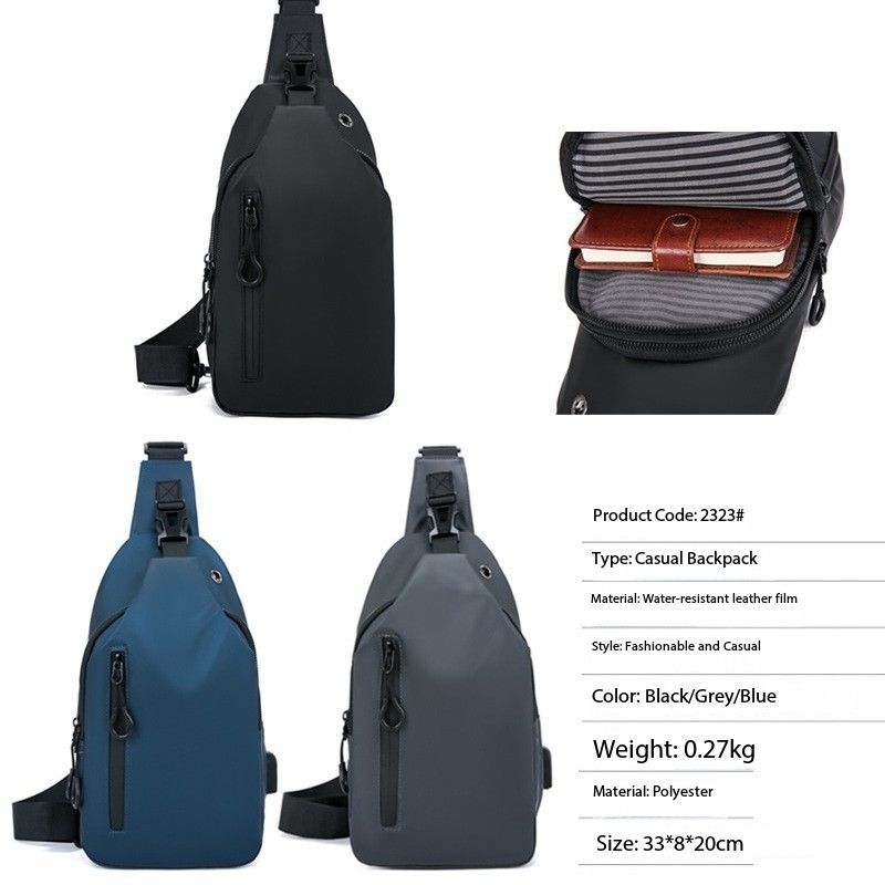 The new men's chest bag is fashionable and simple, a business single-shoulder bag, and a portable and casual crossbody bag for outdoor travel
