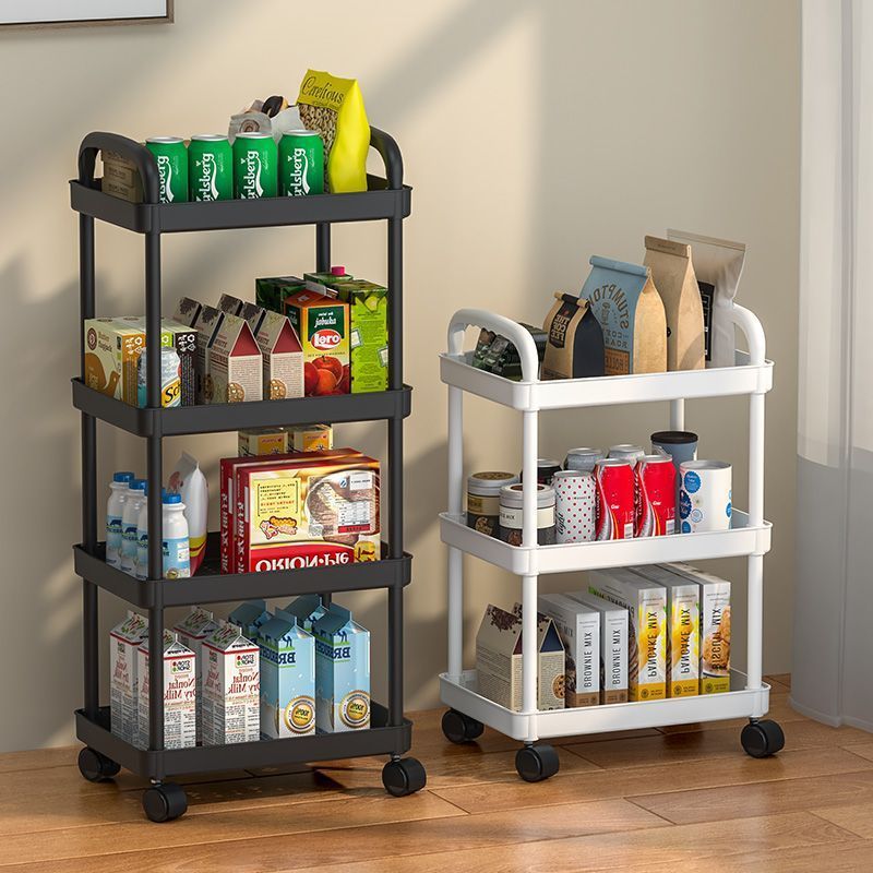 Storage rack, trolley, bedroom, bathroom, floor-standing multi-layer snack rack, bathroom rack, kitchen, movable baby products storage rack