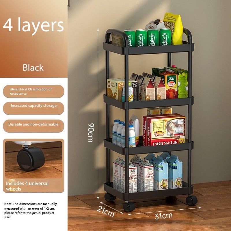 Storage rack, trolley, bedroom, bathroom, floor-standing multi-layer snack rack, bathroom rack, kitchen, movable baby products storage rack