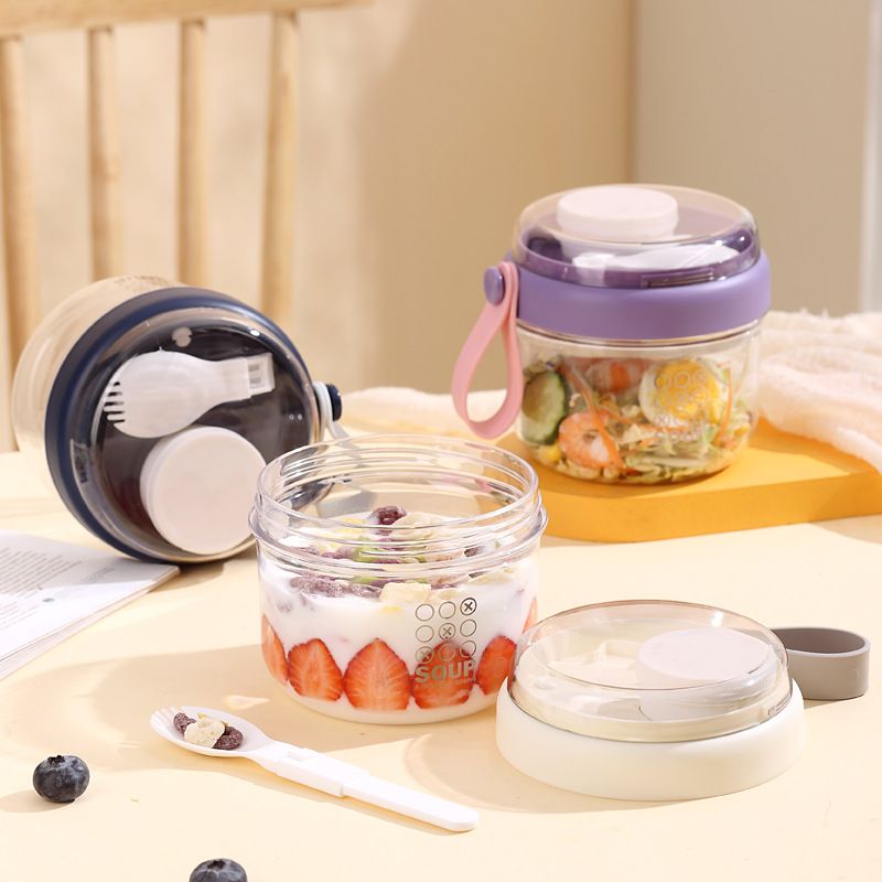 Yogurt cup with handle, portable oat fruit salad cup, student and adult soup, porridge, soy milk cup with spoon, breakfast cup