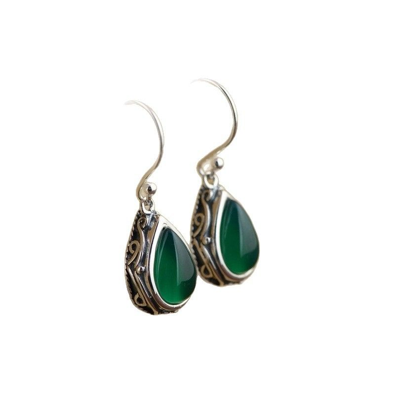 LAZADA's new teardrop-shaped retro aged earrings are ethnic style ancient silver earrings