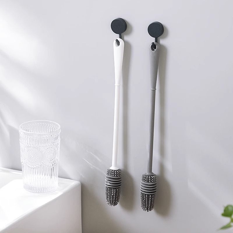 Silicone Cup Brush Milk Bottle Cleaning Brush Long Handle Water Bottles Cleaner Glass Cup Cleaning Brush Kitchen Cleaning Tools