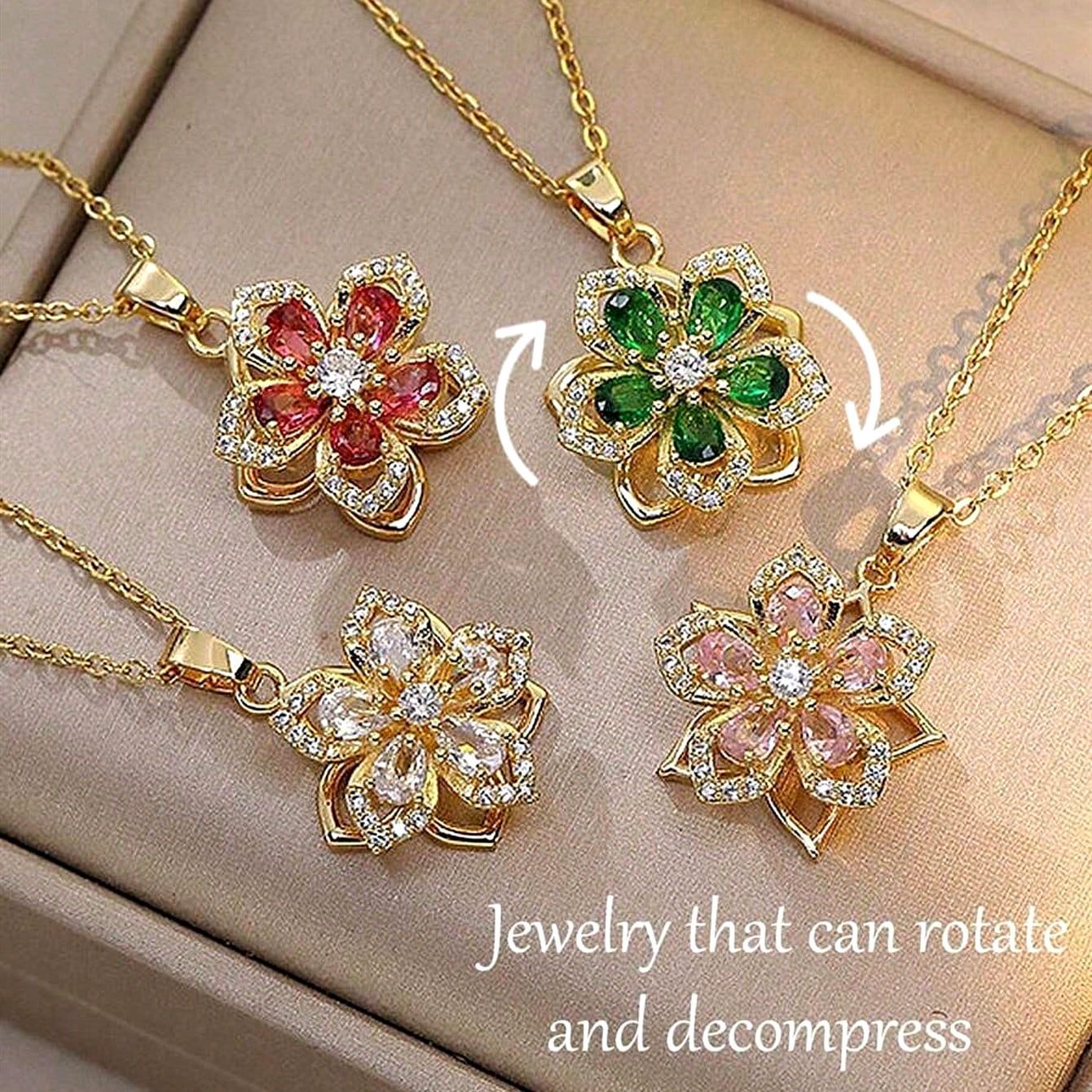 New elegant flower pendant necklace, rotatable necklace, women's Instagram niche, versatile and light luxury collarbone chain accessory