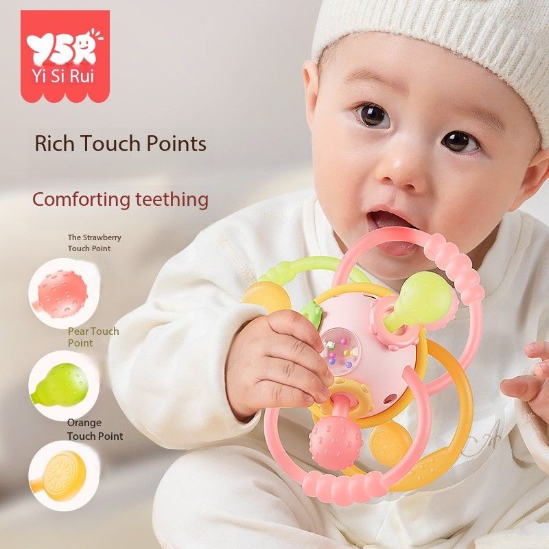 Manhattan hand-held ball Silicone biting baby toy, 0-1 year old early education and intelligence development, 3 to 6 months baby teething gel