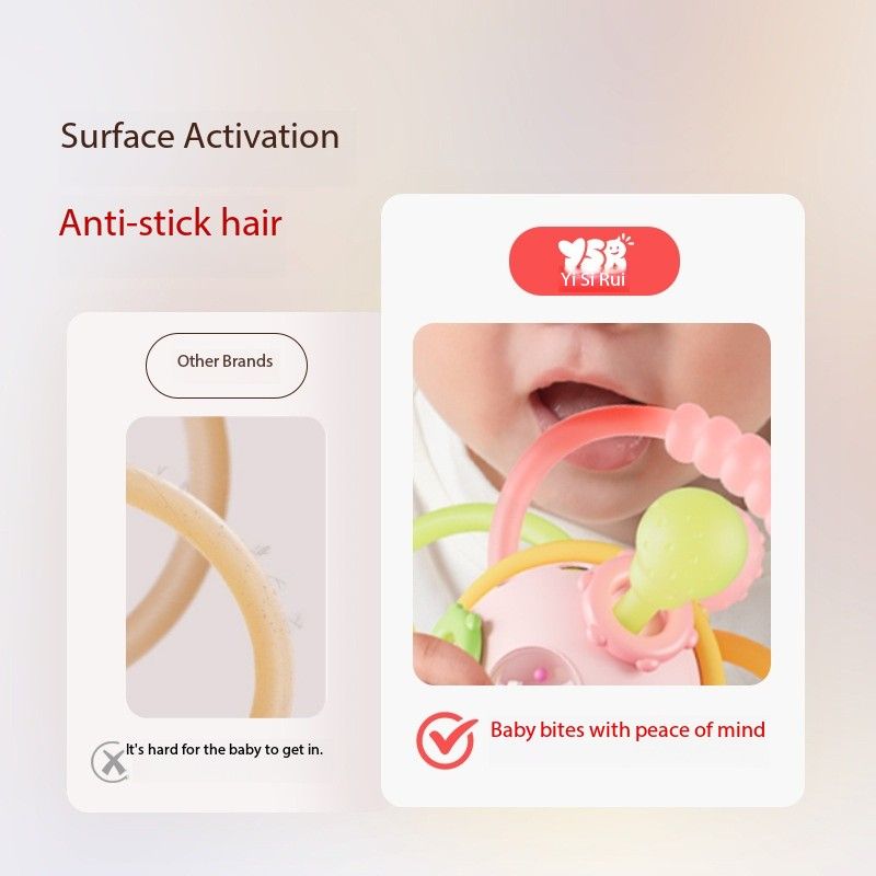 Manhattan hand-held ball Silicone biting baby toy, 0-1 year old early education and intelligence development, 3 to 6 months baby teething gel