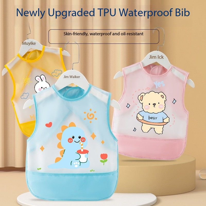 Baby feeding bib waterproof, dirt-proof, no-wash children's cover, infant feeding bib, children's complementary food apron, sleeveless apron