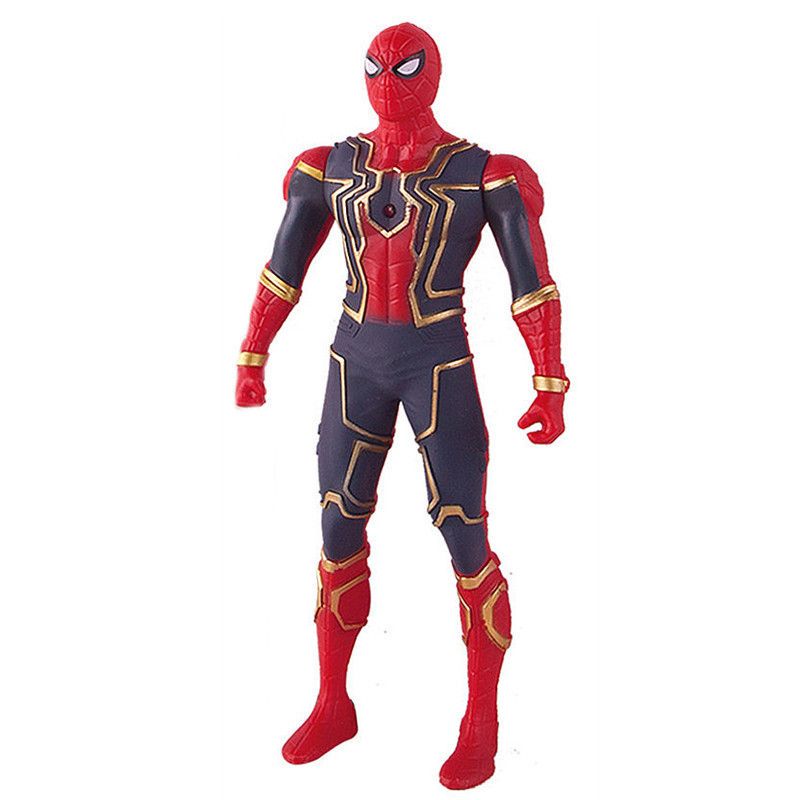 17 cm Marvel Spider-Man model anime action character doll, Spider-Man Iron Man glowing children's toy decorative doll gift