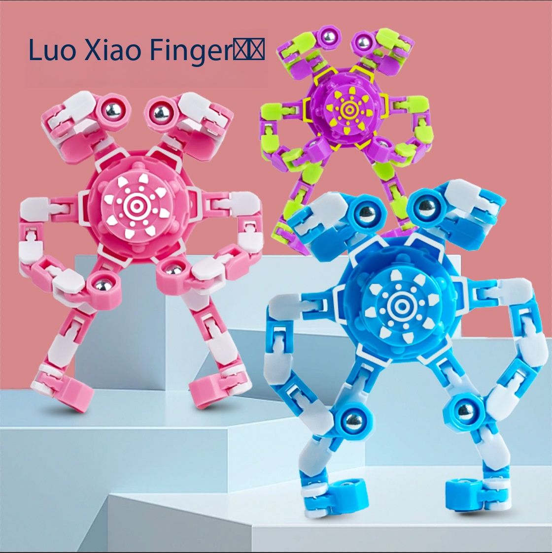 Fingertip mechanical gyroscope transformation machine, luminous intelligence rotating luminous armor chain, new and unique DIY creative toy finger gyroscope