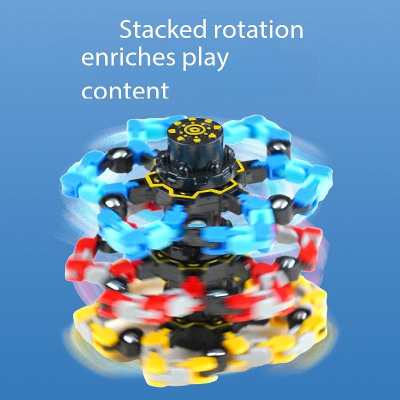 Fingertip mechanical gyroscope transformation machine, luminous intelligence rotating luminous armor chain, new and unique DIY creative toy finger gyroscope